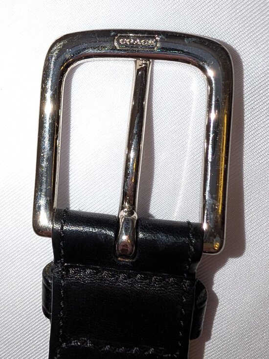 Coach | Unisex Black Braided Leather Belt with Silver Buckle | Size 32\